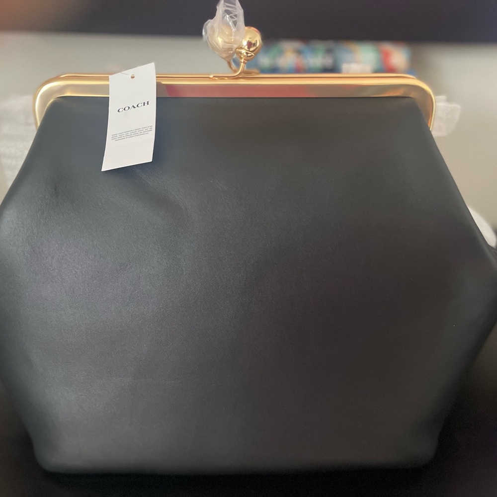 COACH Black Large Kisslock Frame Bag